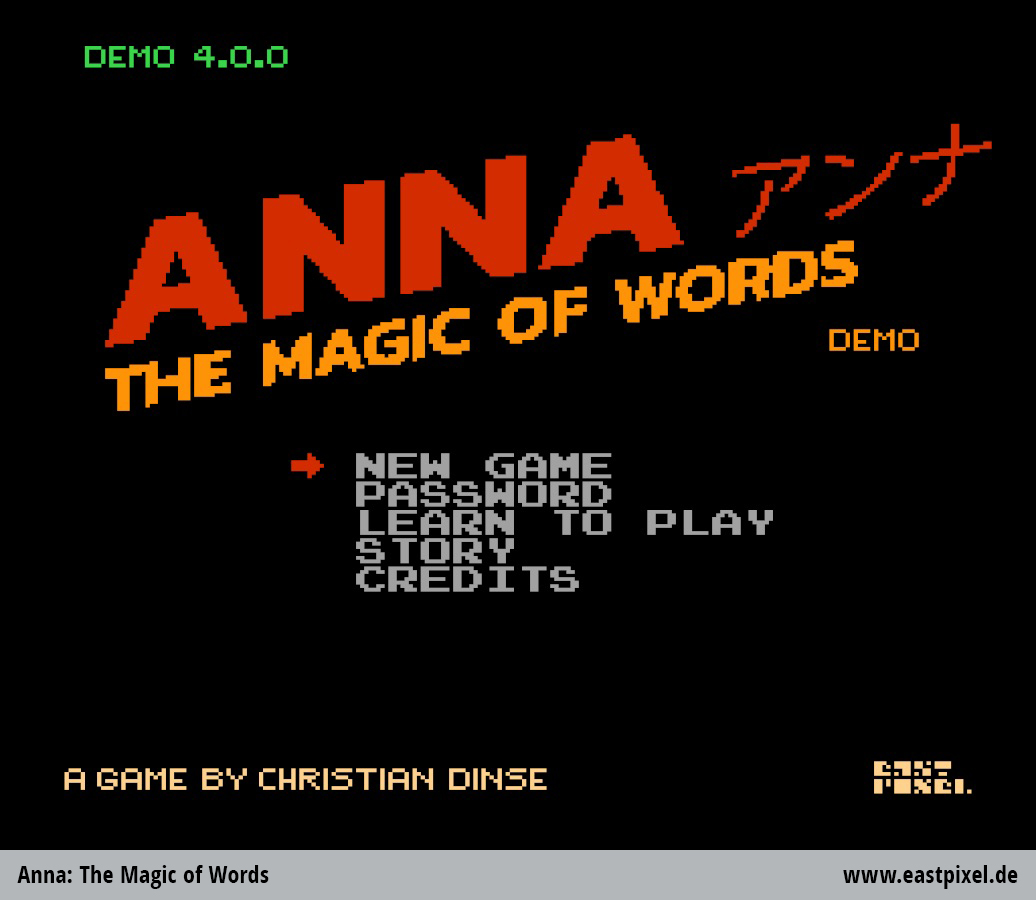 Anna: The Magic of Words (EASTPIXEL), NES/Famicom, Demo Screenshot