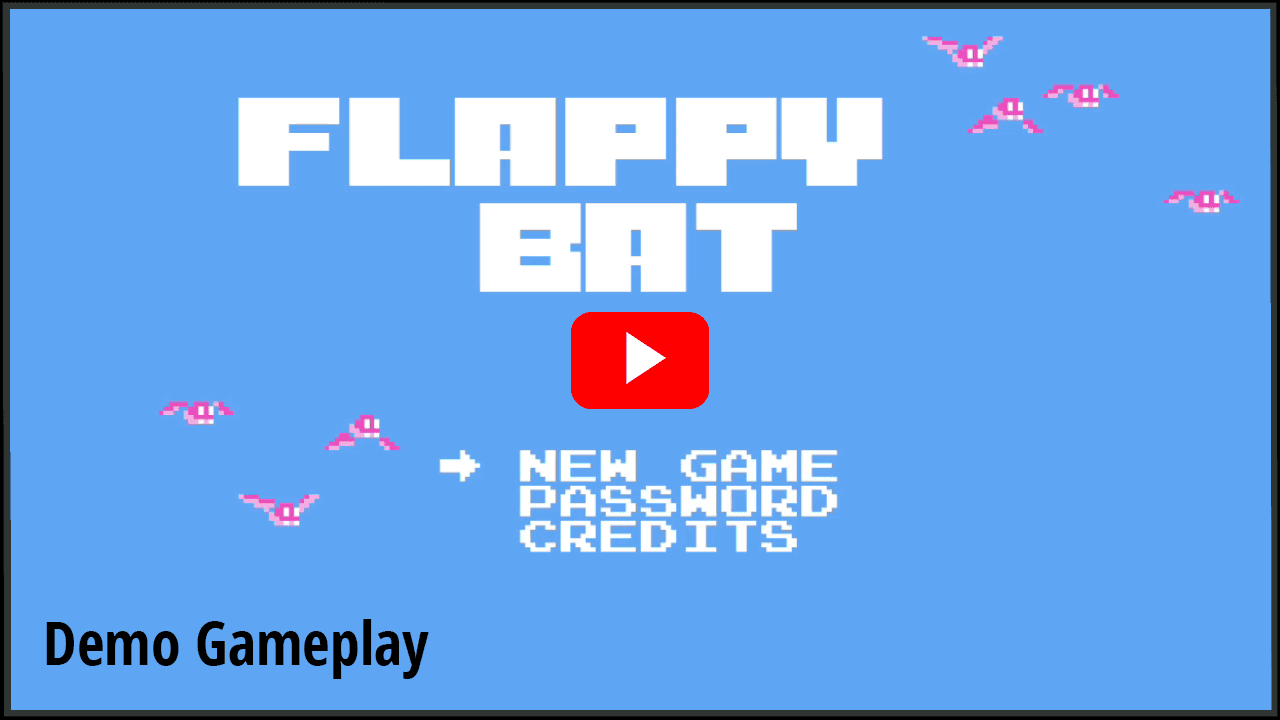 Flappy Bat (NES, Famicom) - Demo gameplay video)