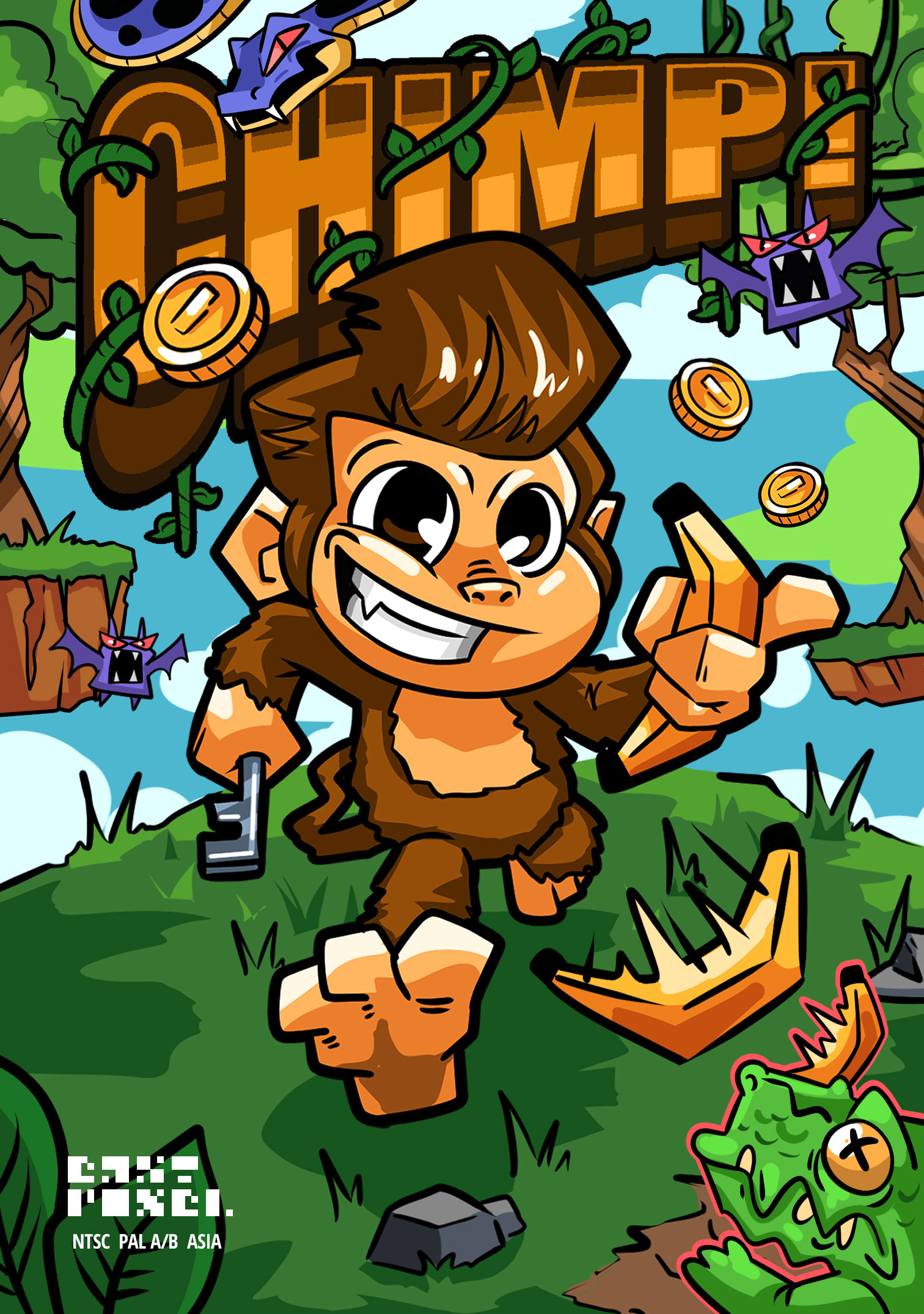CHIMP! Help a monkey make his dream come true. (An arcade platformer for NES/Famicom)